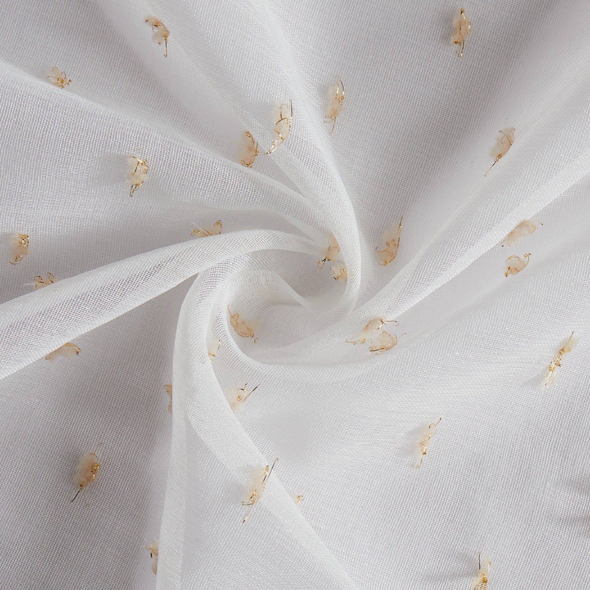Dainty Home Sprinkles Boho Linen Look Fabric With 3D Embellished Lurex Sprinkles Light Filtering Grommet Panel Pair