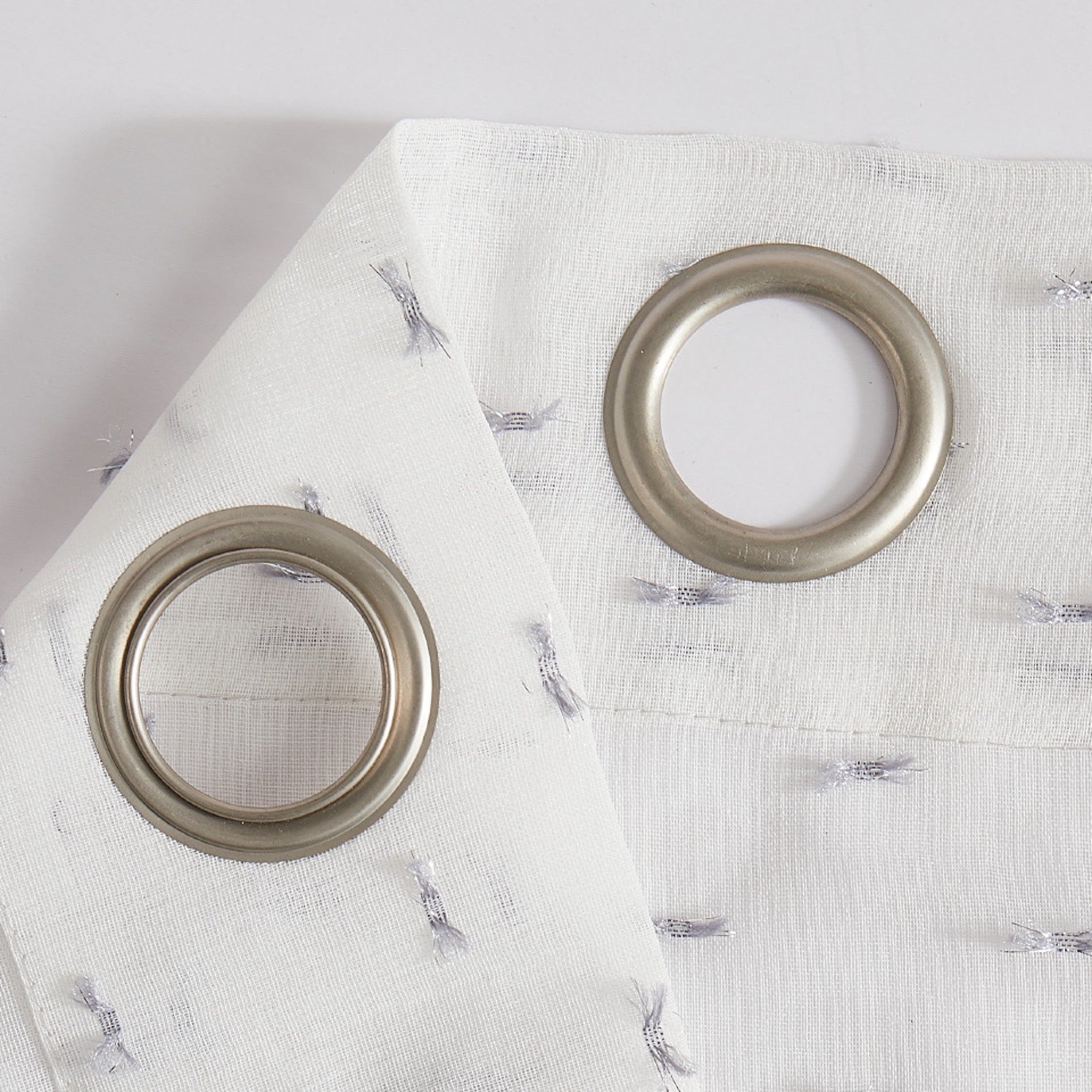 Dainty Home Sprinkles Boho Linen Look Fabric With 3D Embellished Lurex Sprinkles Light Filtering Grommet Panel Pair