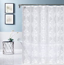 Load image into Gallery viewer, Dainty Home Amelie Modern 3D Damask Textured Embroidered Designed Linen-Look Fabric Shower Curtain