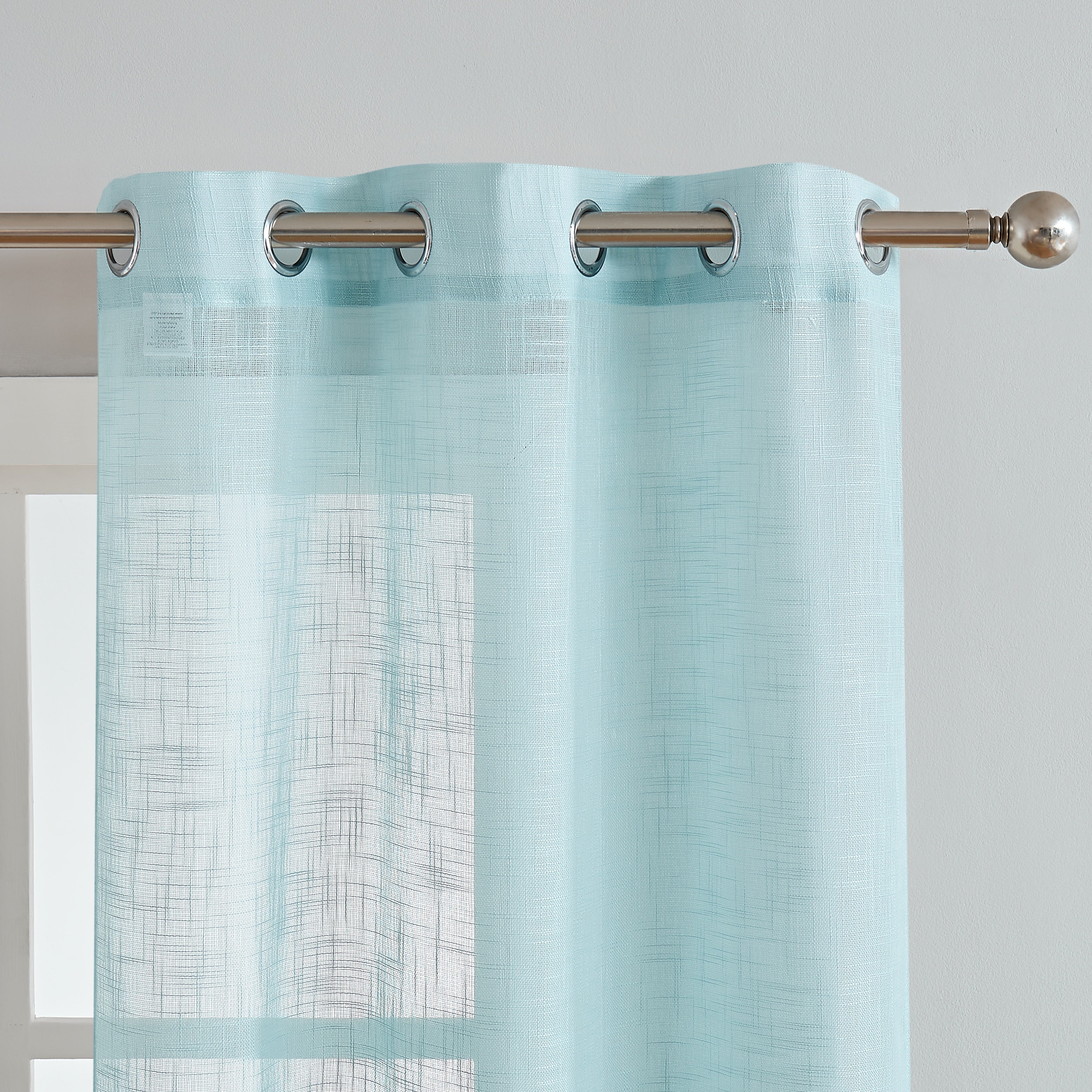 Dainty Home Hannah Solid Criss-Cross Weave Fabric Semi-Sheer Airy & Breathable Light Filtering Grommet Panel Pair