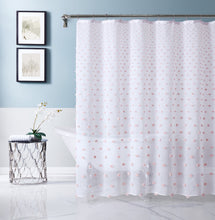 Load image into Gallery viewer, Dainty Home Ashley Modern 3D Linen-Look Fabric Shower Curtain With 3D Gradient Smaller to Bigger Cotton Like Puffs