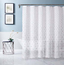 Load image into Gallery viewer, Dainty Home Ashley Modern 3D Linen-Look Fabric Shower Curtain With 3D Gradient Smaller to Bigger Cotton Like Puffs