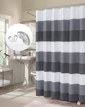 Load image into Gallery viewer, Dainty Home Ombre Waffle 13 Piece Set 3D Striped Ombre Design Shower Curtain with 12 Roller Ball Hooks Included