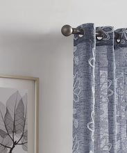 Load image into Gallery viewer, Dainty Home Rita Linen Look Boho Solid Fabric With 3D Floral Chenille Embroidery Light Filtering Grommet Panel Pair