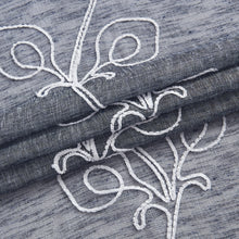 Load image into Gallery viewer, Dainty Home Stella Linen Look Boho Solid Fabric With 3D Floral Chenille Embroidery Light Filtering Grommet Panel Pair