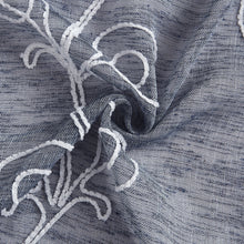 Load image into Gallery viewer, Dainty Home Stella Linen Look Boho Solid Fabric With 3D Floral Chenille Embroidery Light Filtering Grommet Panel Pair