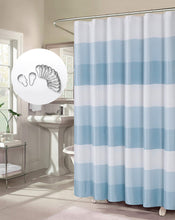 Load image into Gallery viewer, Dainty Home Ombre Waffle 13 Piece Set 3D Striped Ombre Design Shower Curtain with 12 Roller Ball Hooks Included
