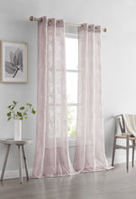 Load image into Gallery viewer, Dainty Home Stella Linen Look Boho Solid Fabric With 3D Floral Chenille Embroidery Light Filtering Grommet Panel Pair