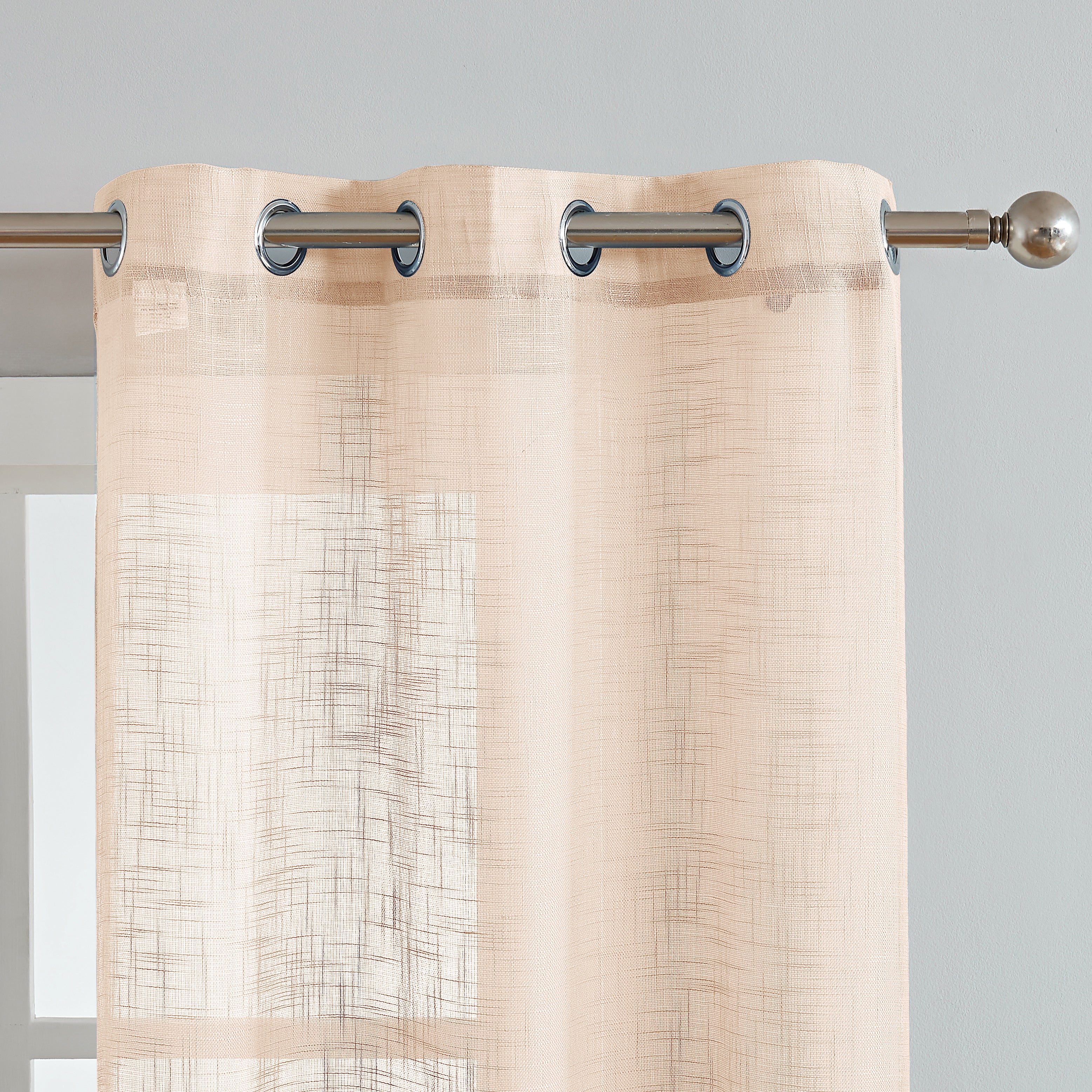 Dainty Home Hannah Solid Criss-Cross Weave Fabric Semi-Sheer Airy & Breathable Light Filtering Grommet Panel Pair