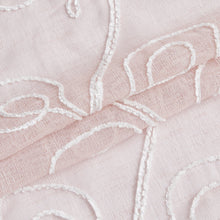 Load image into Gallery viewer, Dainty Home Stella Linen Look Boho Solid Fabric With 3D Floral Chenille Embroidery Light Filtering Grommet Panel Pair