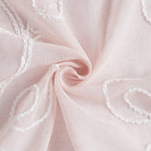 Load image into Gallery viewer, Dainty Home Stella Linen Look Boho Solid Fabric With 3D Floral Chenille Embroidery Light Filtering Grommet Panel Pair