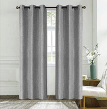 Load image into Gallery viewer, Dainty Home Boston Woven Herringbone Textured Thermal Insulated Blackout Grommet Panel Pair