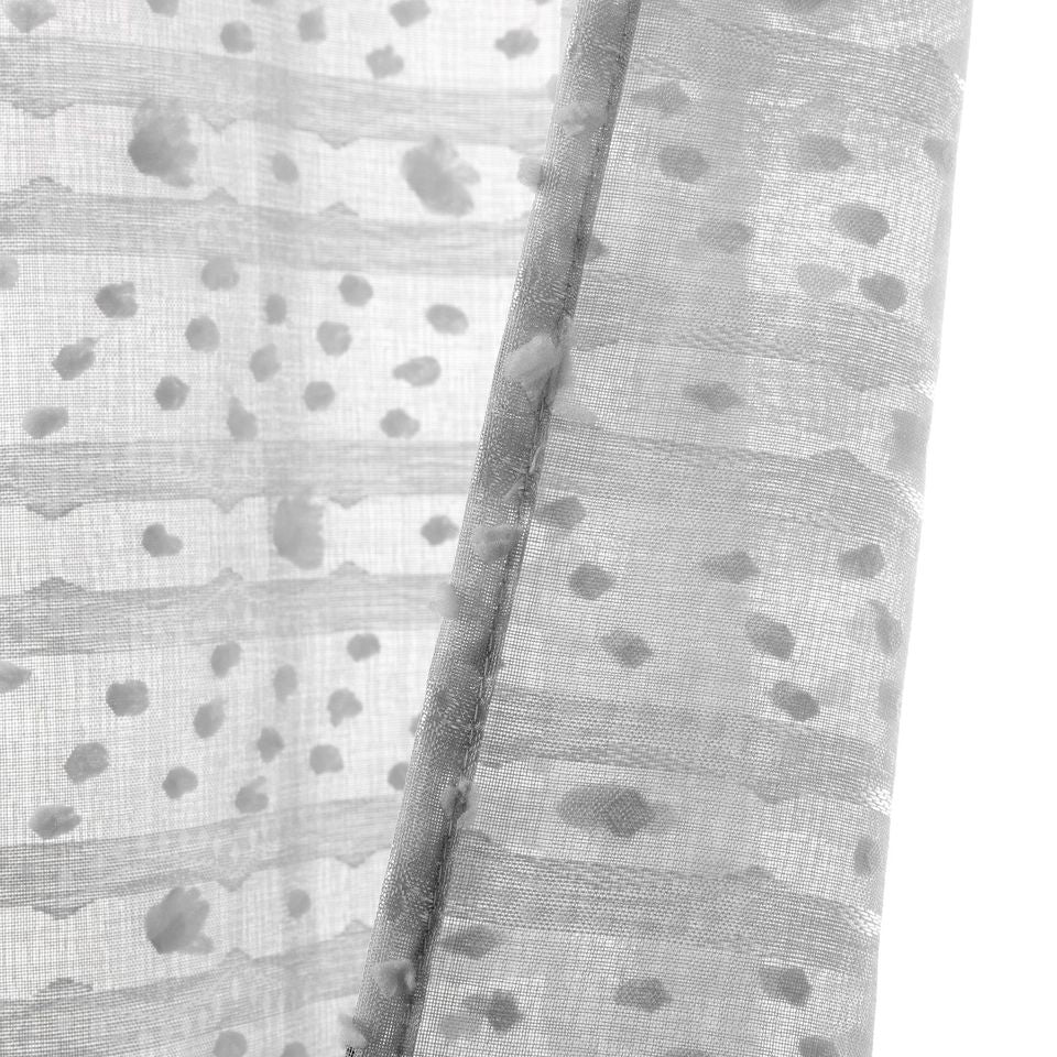 Dainty Home Cassandra Modern 3D Striped Design With 3D Cotton Puffs Linen Look Light Filtering Grommet Panel Pair