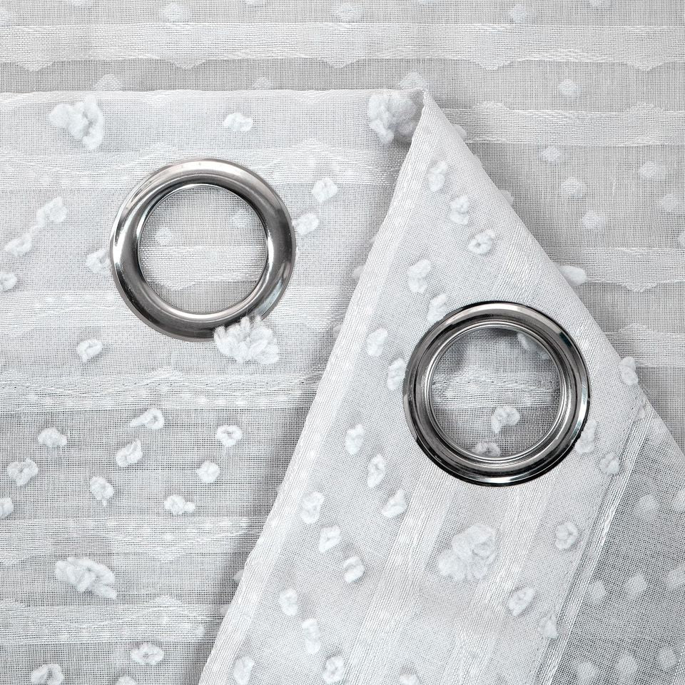 Dainty Home Cassandra Modern 3D Striped Design With 3D Cotton Puffs Linen Look Light Filtering Grommet Panel Pair