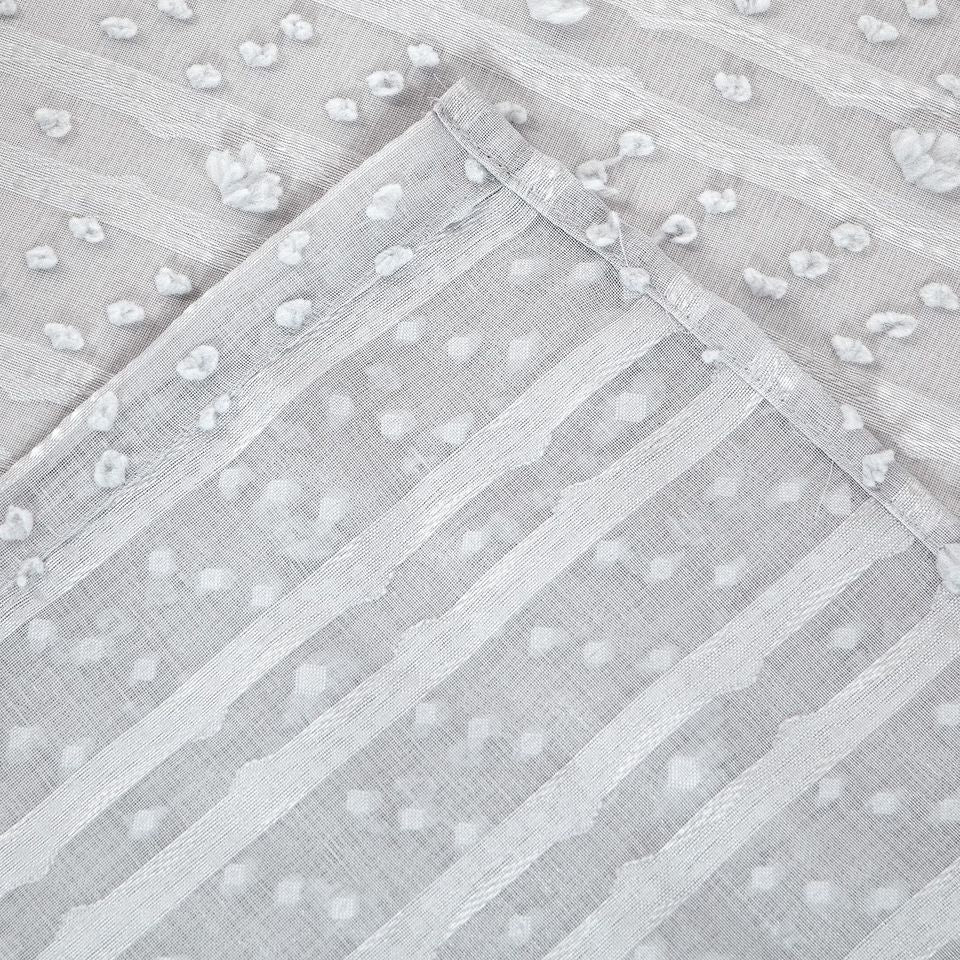 Dainty Home Cassandra Modern 3D Striped Design With 3D Cotton Puffs Linen Look Light Filtering Grommet Panel Pair