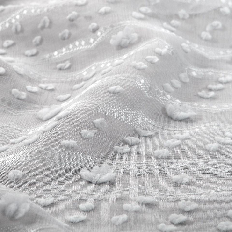 Dainty Home Cassandra Modern 3D Striped Design With 3D Cotton Puffs Linen Look Light Filtering Grommet Panel Pair