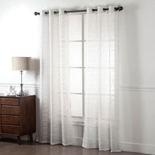 Load image into Gallery viewer, Dainty Home Cassandra Modern 3D Striped Design With 3D Cotton Puffs Linen Look Light Filtering Grommet Panel Pair