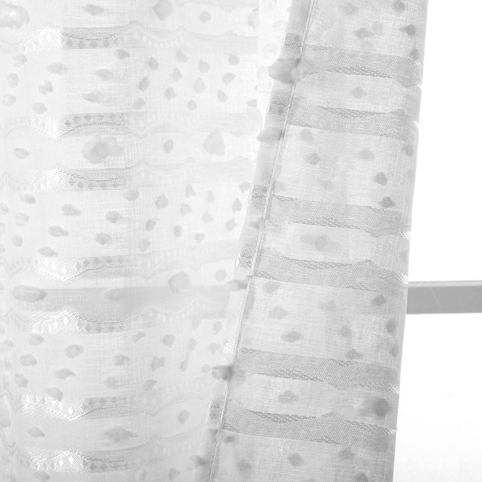 Dainty Home Cassandra Modern 3D Striped Design With 3D Cotton Puffs Linen Look Light Filtering Grommet Panel Pair