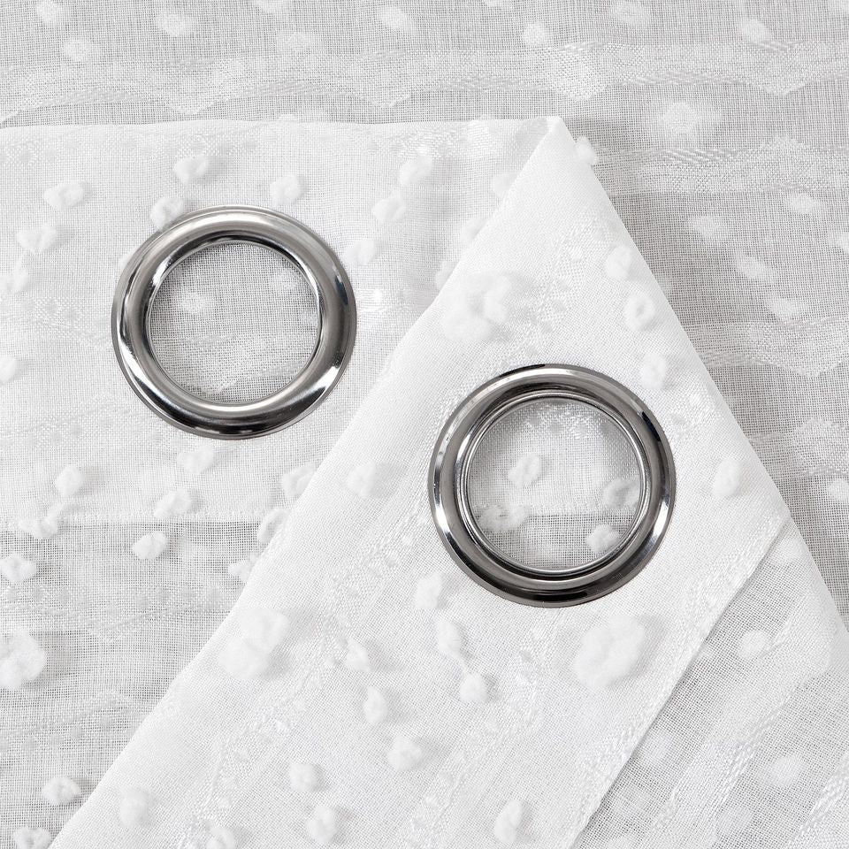 Dainty Home Cassandra Modern 3D Striped Design With 3D Cotton Puffs Linen Look Light Filtering Grommet Panel Pair