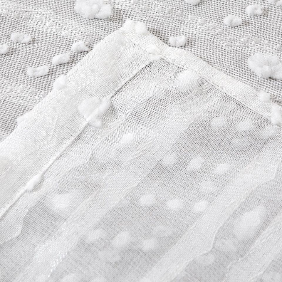 Dainty Home Cassandra Modern 3D Striped Design With 3D Cotton Puffs Linen Look Light Filtering Grommet Panel Pair