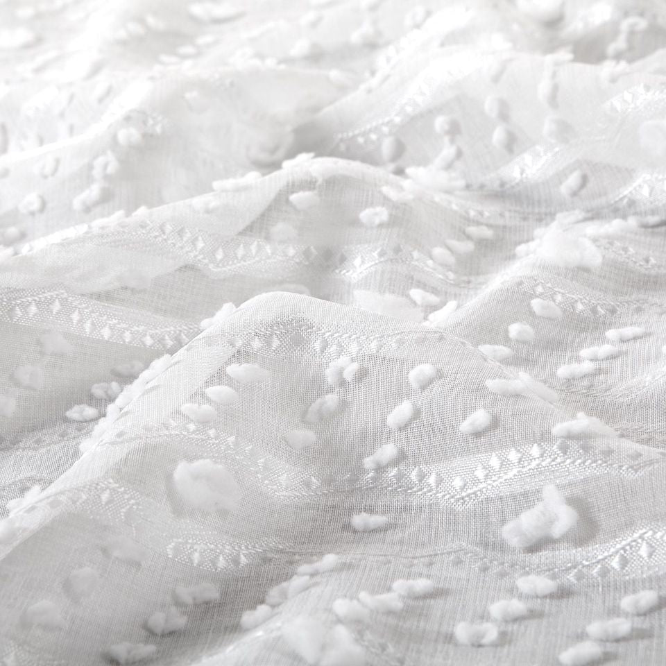 Dainty Home Cassandra Modern 3D Striped Design With 3D Cotton Puffs Linen Look Light Filtering Grommet Panel Pair