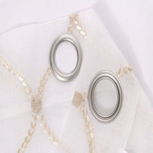 Load image into Gallery viewer, Dainty Home Charisma Geometric Lurex Lace Design Textured Linen Look Light Filtering Grommet Panel Pair