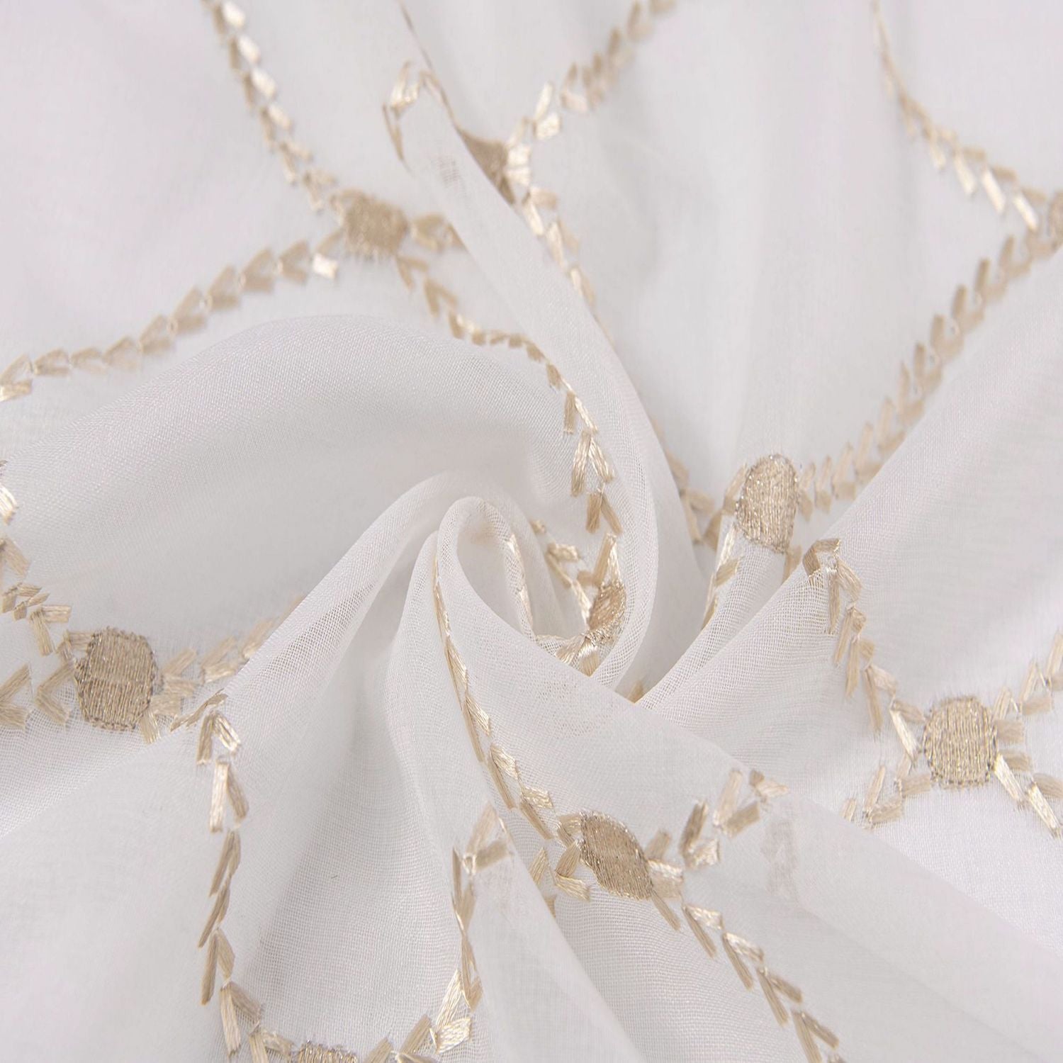 Dainty Home Charisma Geometric Lurex Lace Design Textured Linen Look Light Filtering Grommet Panel Pair