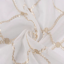 Load image into Gallery viewer, Dainty Home Charisma Geometric Lurex Lace Design Textured Linen Look Light Filtering Grommet Panel Pair