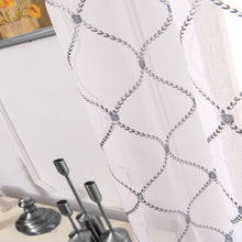 Load image into Gallery viewer, Dainty Home Charisma Geometric Lurex Lace Design Textured Linen Look Light Filtering Grommet Panel Pair