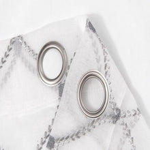 Load image into Gallery viewer, Dainty Home Charisma Geometric Lurex Lace Design Textured Linen Look Light Filtering Grommet Panel Pair