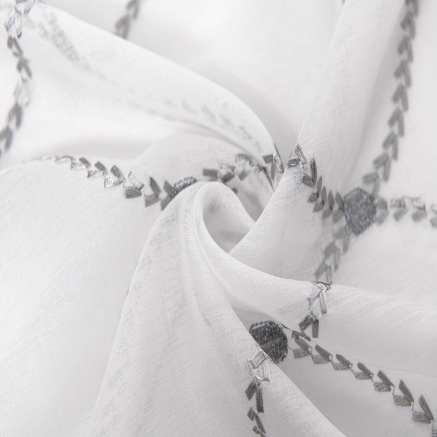 Dainty Home Charisma Geometric Lurex Lace Design Textured Linen Look Light Filtering Grommet Panel Pair