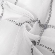 Load image into Gallery viewer, Dainty Home Charisma Geometric Lurex Lace Design Textured Linen Look Light Filtering Grommet Panel Pair