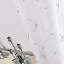 Load image into Gallery viewer, Dainty Home Charisma Geometric Lurex Lace Design Textured Linen Look Light Filtering Grommet Panel Pair