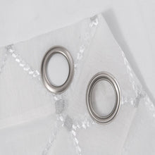 Load image into Gallery viewer, Dainty Home Charisma Geometric Lurex Lace Design Textured Linen Look Light Filtering Grommet Panel Pair