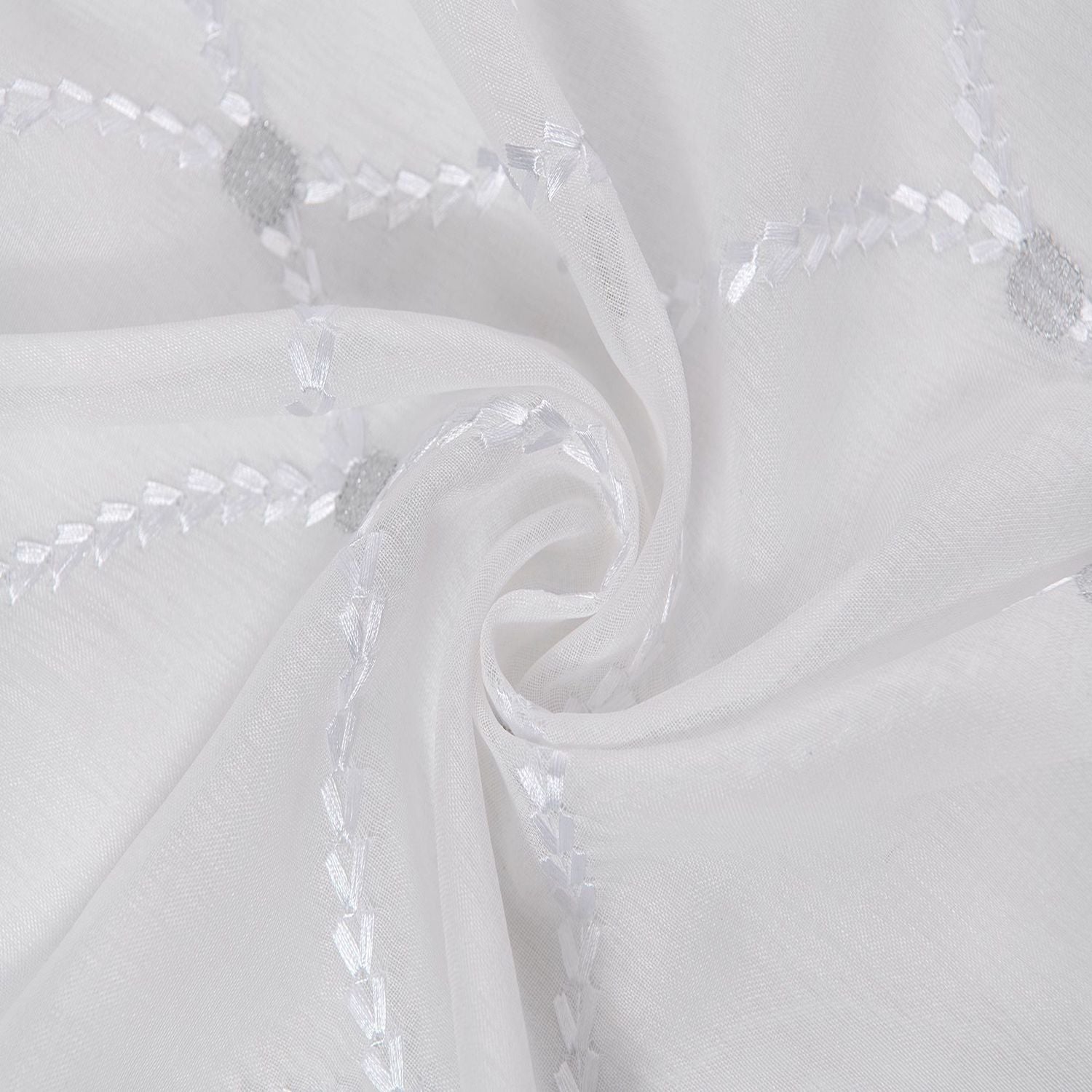 Dainty Home Charisma Geometric Lurex Lace Design Textured Linen Look Light Filtering Grommet Panel Pair