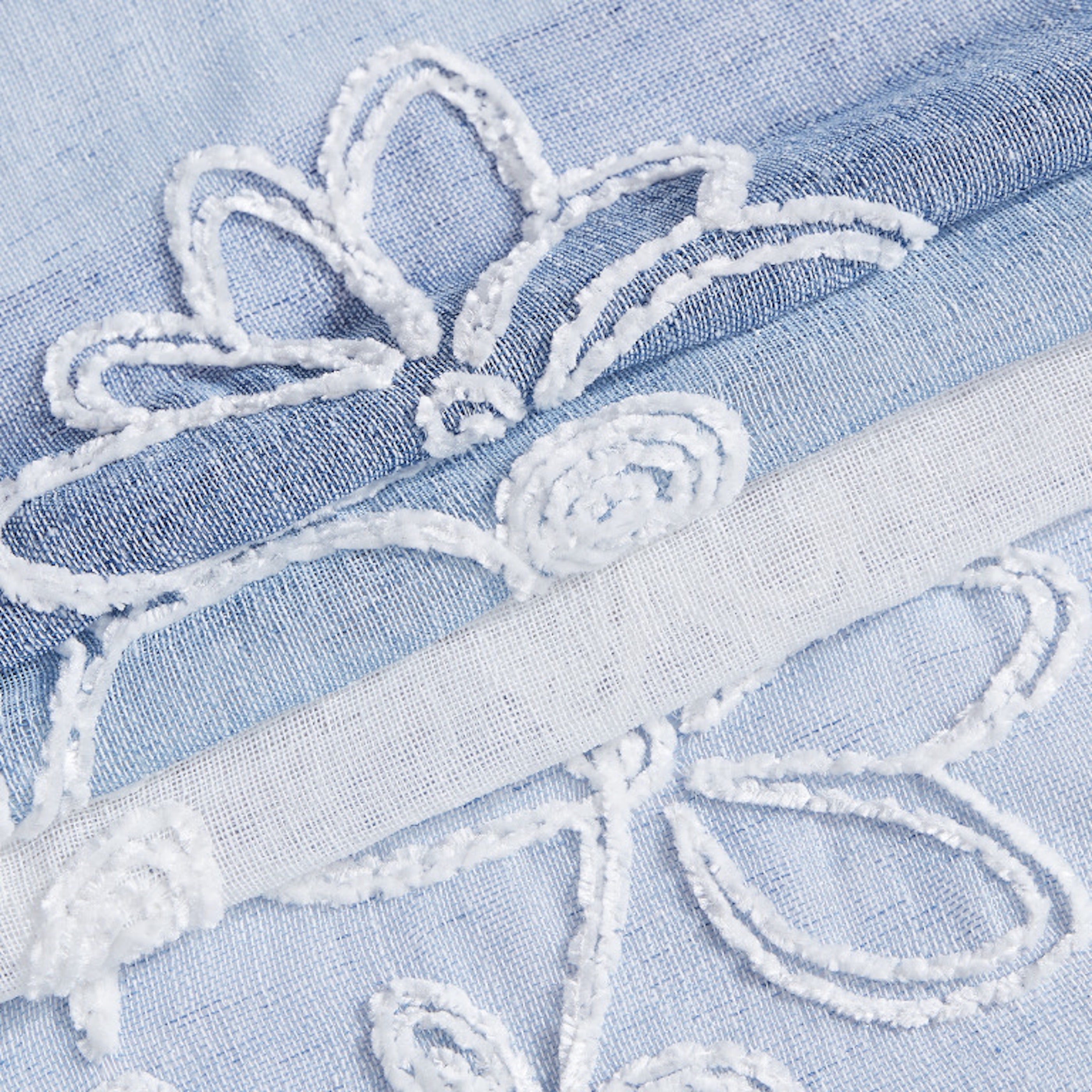 Dainty Home Caroline Boho Ombre Striped Gradient Fabric With 3D Floral Chenille Embroidered Linen Look Light Filtering Grommet Panel Pair