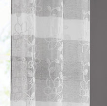 Load image into Gallery viewer, Dainty Home Caroline Boho Ombre Striped Gradient Fabric With 3D Floral Chenille Embroidered Linen Look Light Filtering Grommet Panel Pair