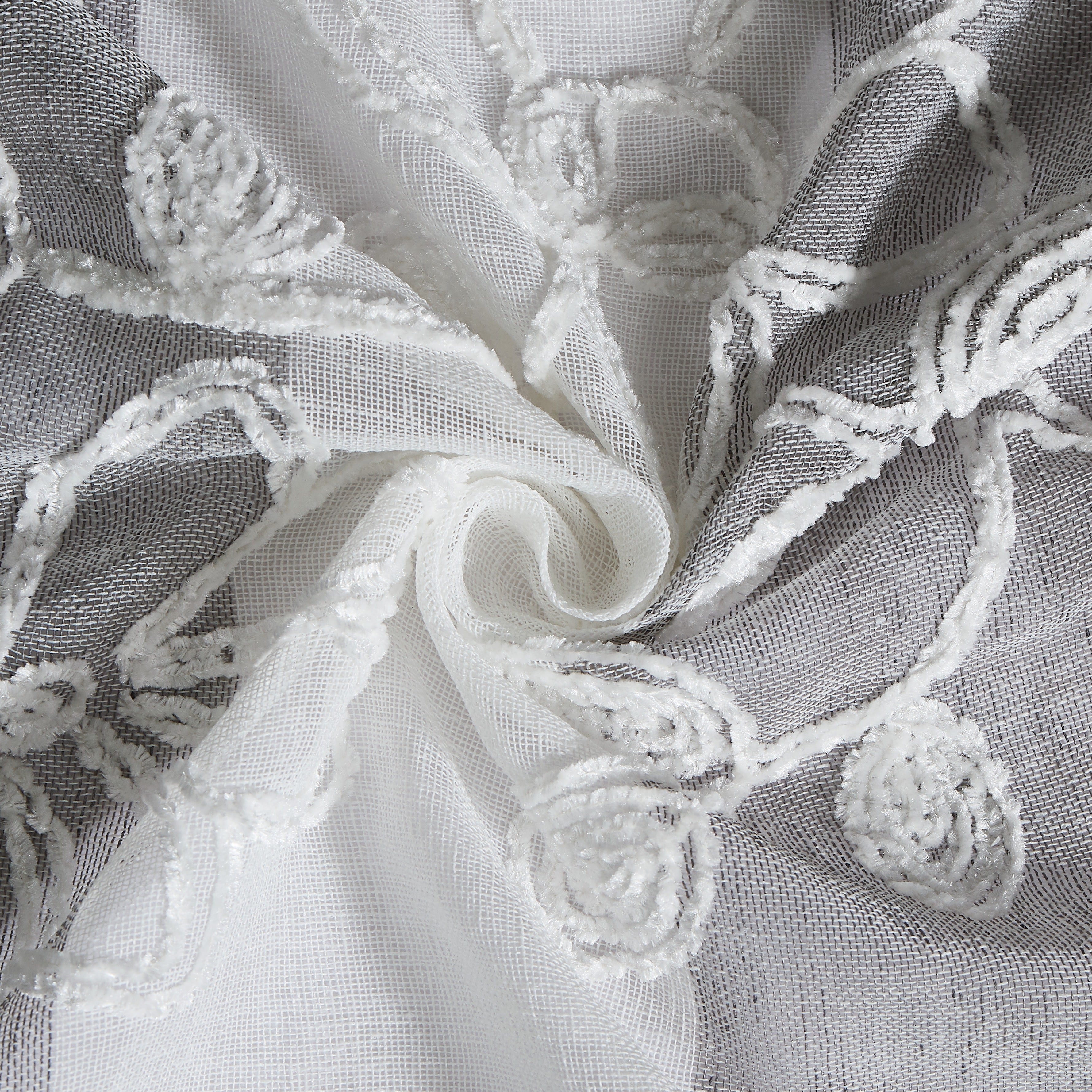 Dainty Home Caroline Boho Ombre Striped Gradient Fabric With 3D Floral Chenille Embroidered Linen Look Light Filtering Grommet Panel Pair