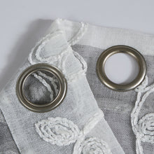 Load image into Gallery viewer, Dainty Home Caroline Boho Ombre Striped Gradient Fabric With 3D Floral Chenille Embroidered Linen Look Light Filtering Grommet Panel Pair