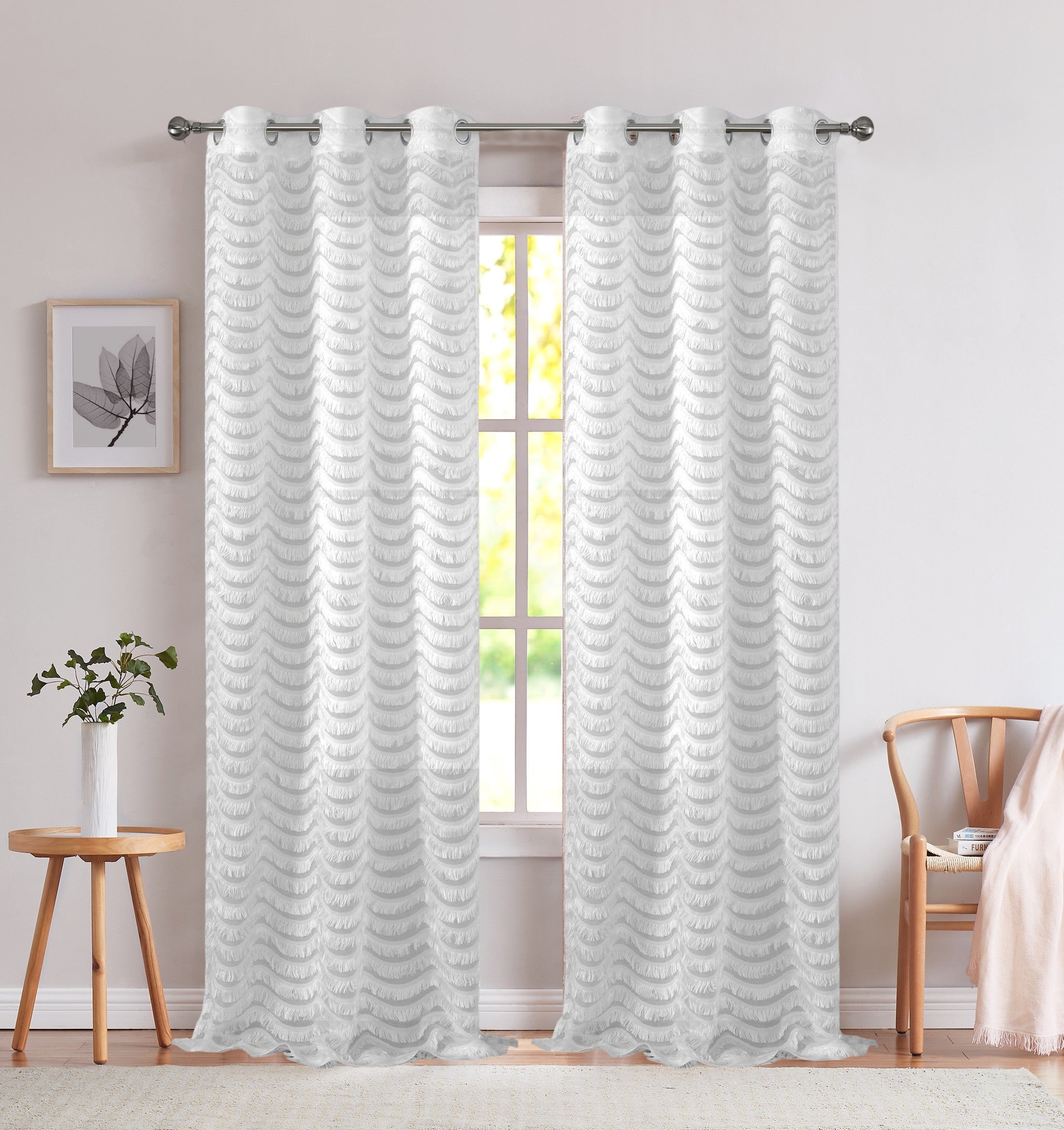 Dainty Home Claire Modern 3D Stripe Waves Textured Designed Light Filtering Grommet Panel Pair