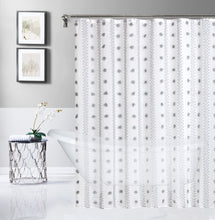 Load image into Gallery viewer, Dainty Home Cloud Modern 3D Linen-Look Fabric Shower Curtain With 3D Cotton Like Puffs