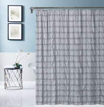 Load image into Gallery viewer, Dainty Home Crinkle Plaid Textured Embossed Weaved Plaid Designed Shower Curtain