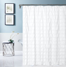 Load image into Gallery viewer, Dainty Home Crinkle Plaid Textured Embossed Weaved Plaid Designed Shower Curtain