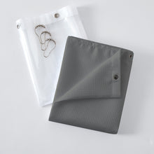 Load image into Gallery viewer, Dainty Home 14-Piece Bath Set with 1 Waffle 70 in. x 72 in. Shower Curtain, 1 Peva Liner and 12 Stainless Steel Rollerball Hooks