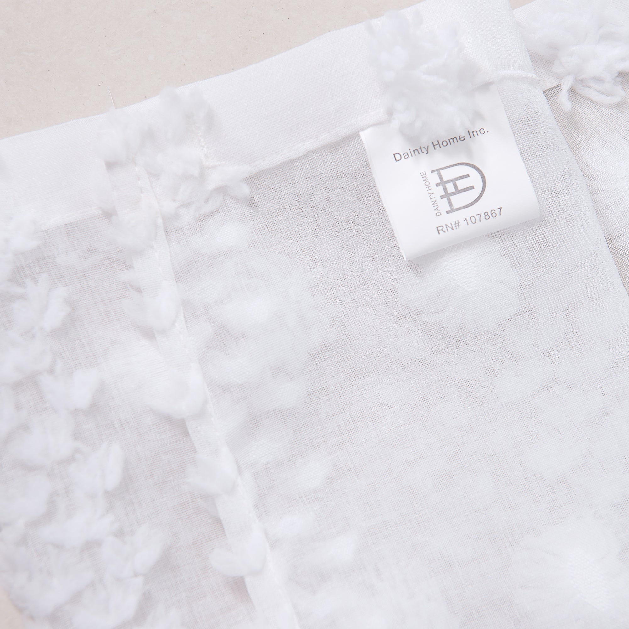 Dainty Home Cloud Linen Look Light Filtering Grommet Panel Pair With 3D Cotton Like Cloud Puffs