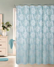 Load image into Gallery viewer, Dainty Home Lily 3D Floral Textured Weaved Lurex Floral Designed Fabric Shower Curtain