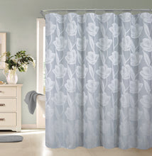 Load image into Gallery viewer, Dainty Home Lily 3D Floral Textured Weaved Lurex Floral Designed Fabric Shower Curtain