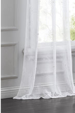 Load image into Gallery viewer, Dainty Home Gisella Boho 3D Floral Embroidered And Beaded Linen Look Light Filtering Grommet Panel Pair