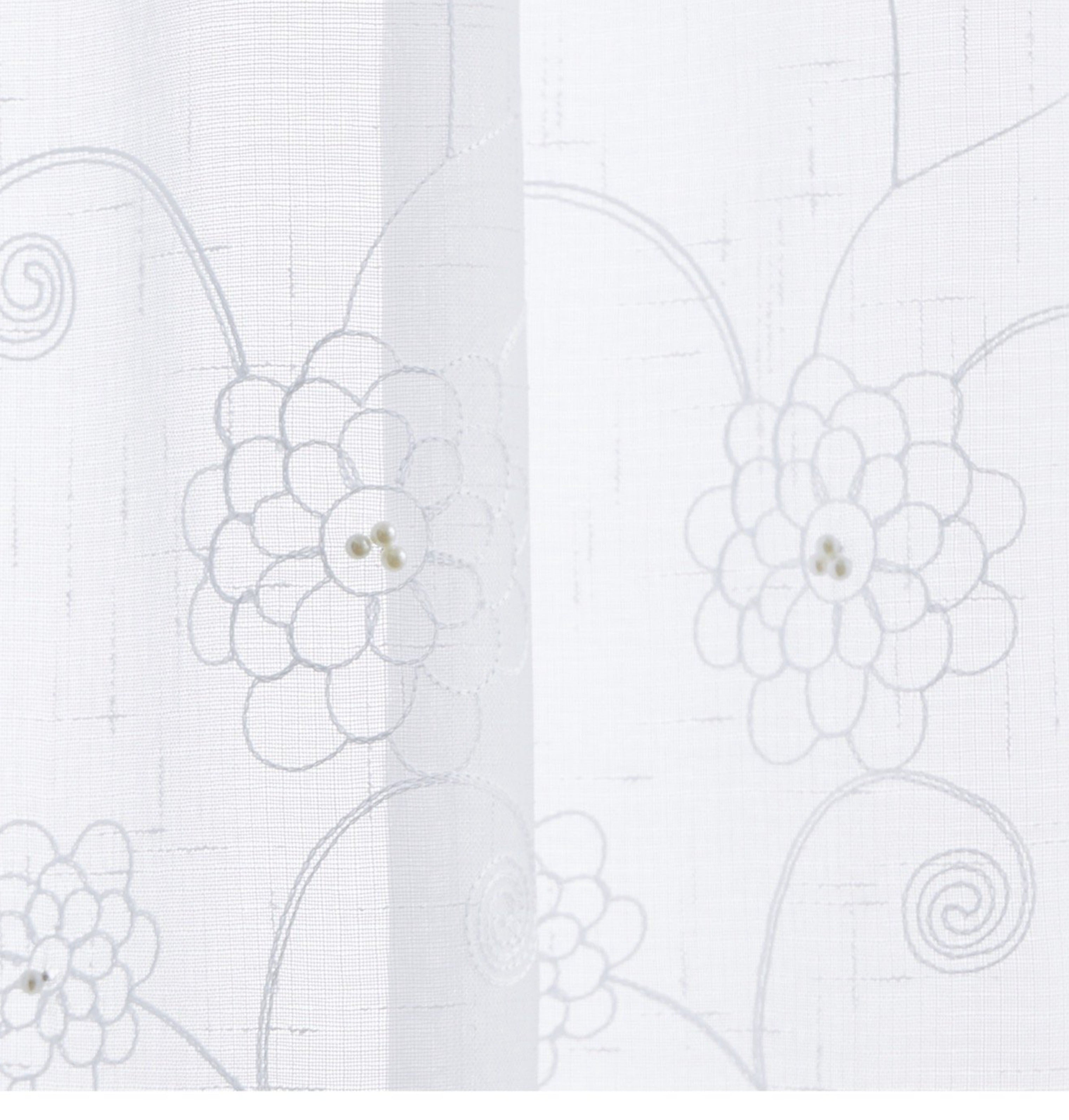 Dainty Home Gisella Boho 3D Floral Embroidered And Beaded Linen Look Light Filtering Grommet Panel Pair