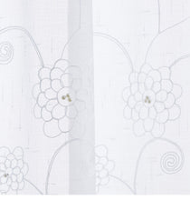 Load image into Gallery viewer, Dainty Home Gisella Boho 3D Floral Embroidered And Beaded Linen Look Light Filtering Grommet Panel Pair